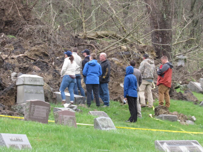 Lawmakers, State Officials View Landslide Damage at Mt. Zion Cemetery